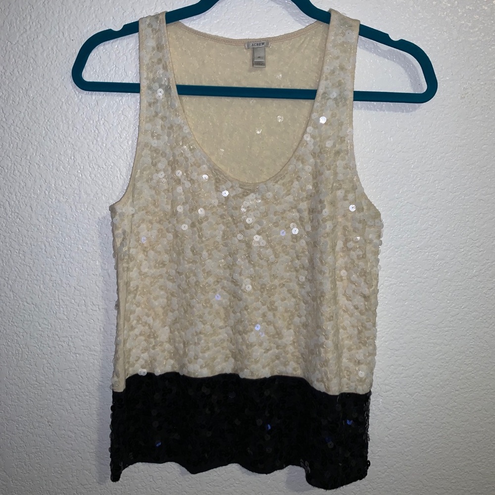 J. Crew Top sequin black & white